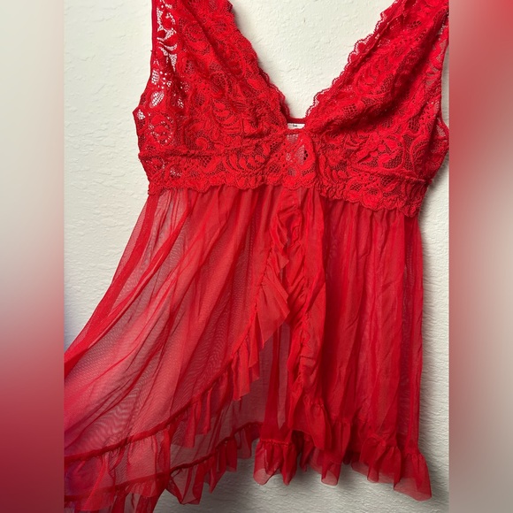 Forever 21 women’s lace red floral lingerie slip dress - Picture 2 of 7
